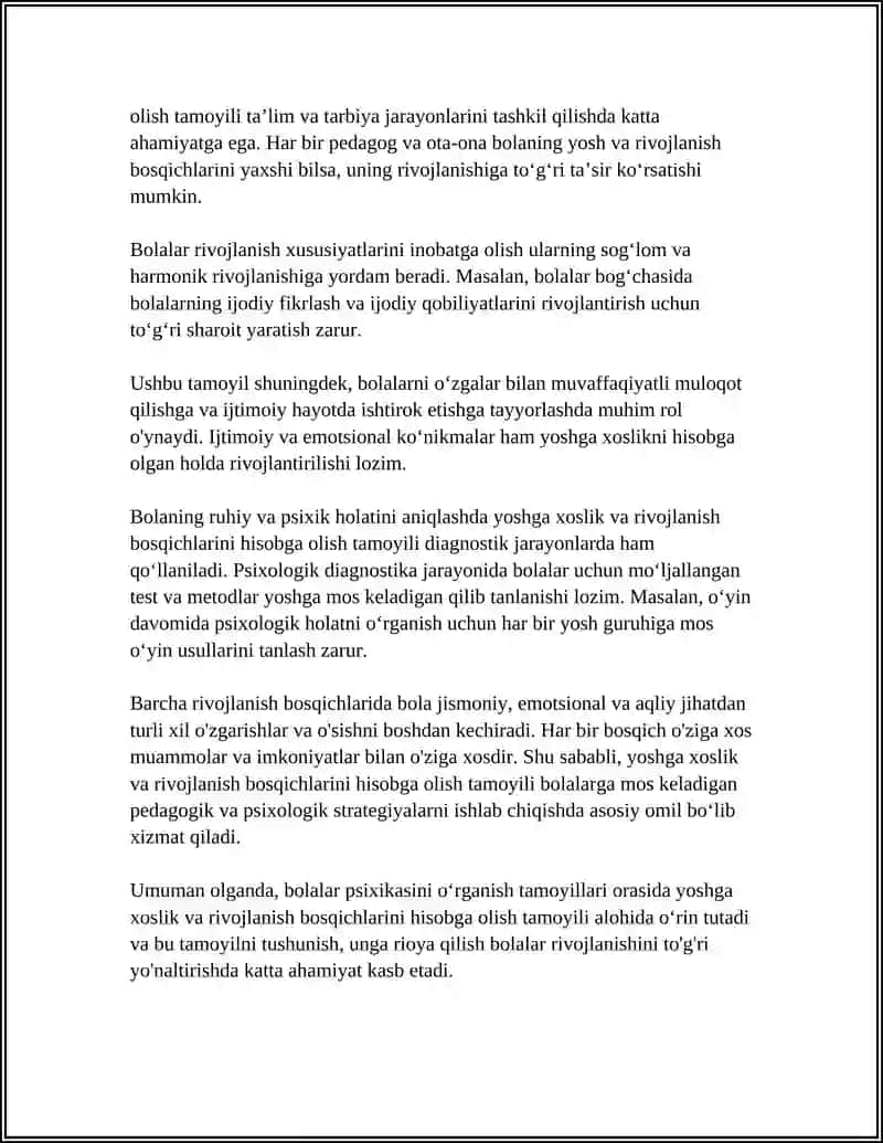 BOLALAR PSIXIKASINI O'RGANISH TAMOYILLARI 4