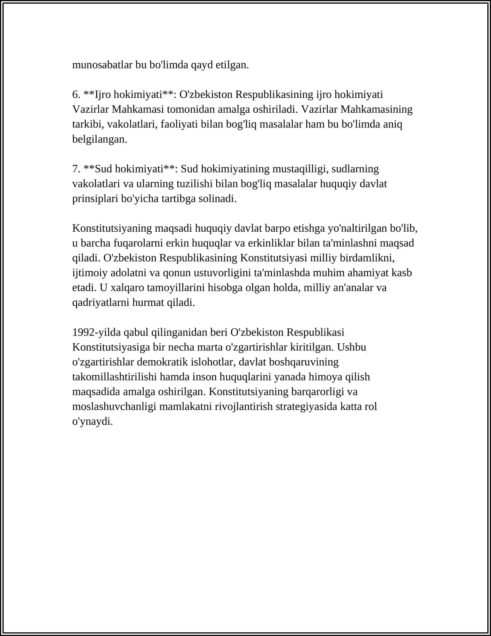 O'ZBEKISTON RESPUBLIKASINING KONSITUTSIYASI VA UNING TARKIBIY TUZILISHI 4