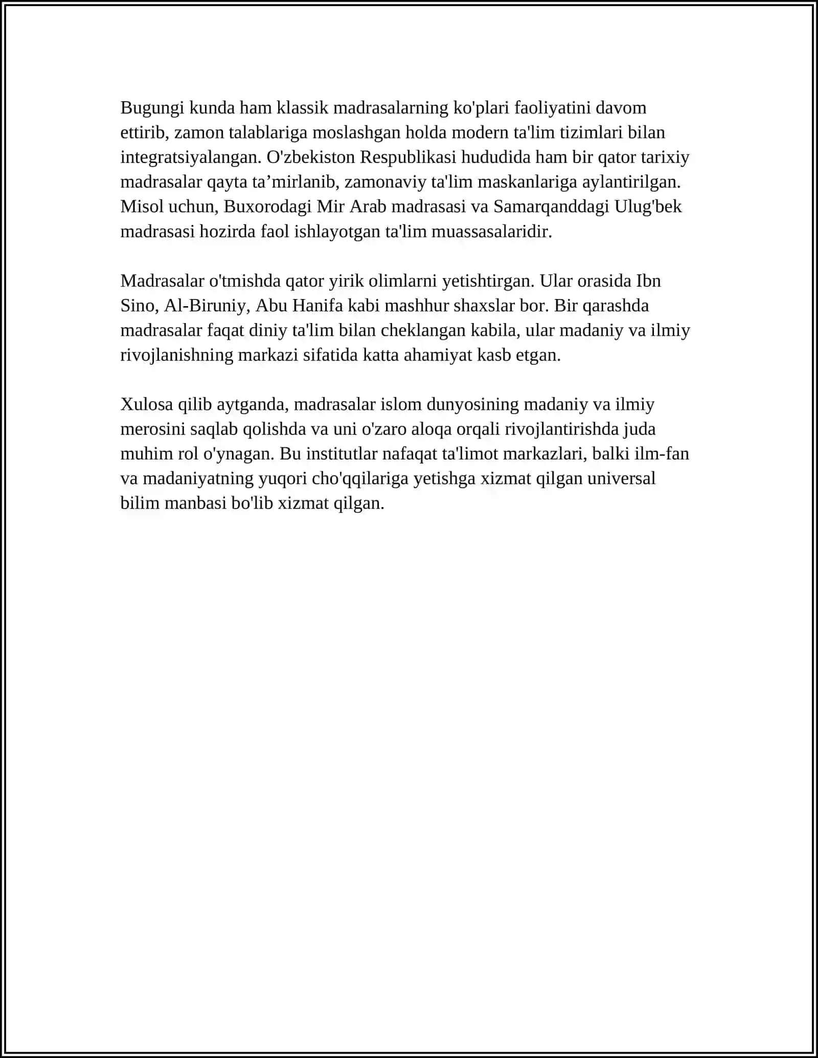 O'RTA ASRLARDAGI MADRASALARDA TA'LIM TIZIMI 4