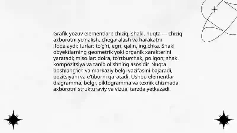 Grafika yozuv va grafik vositalar. Yozuvning turlari 4