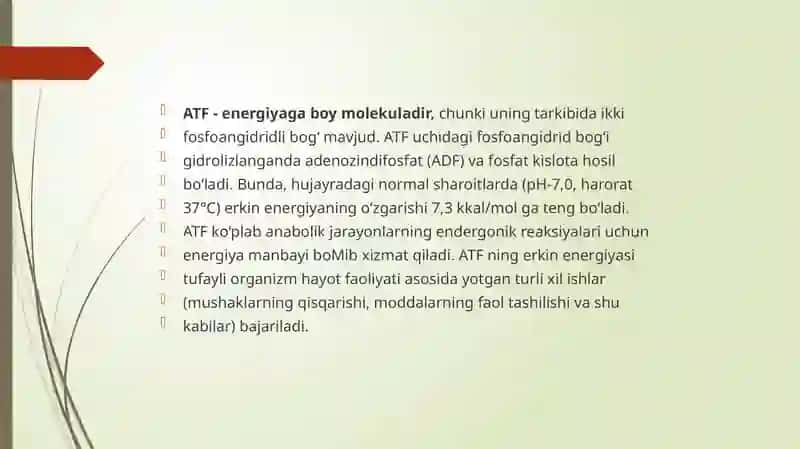 Modda va energiya almashinuvi fiziologiyasi 4