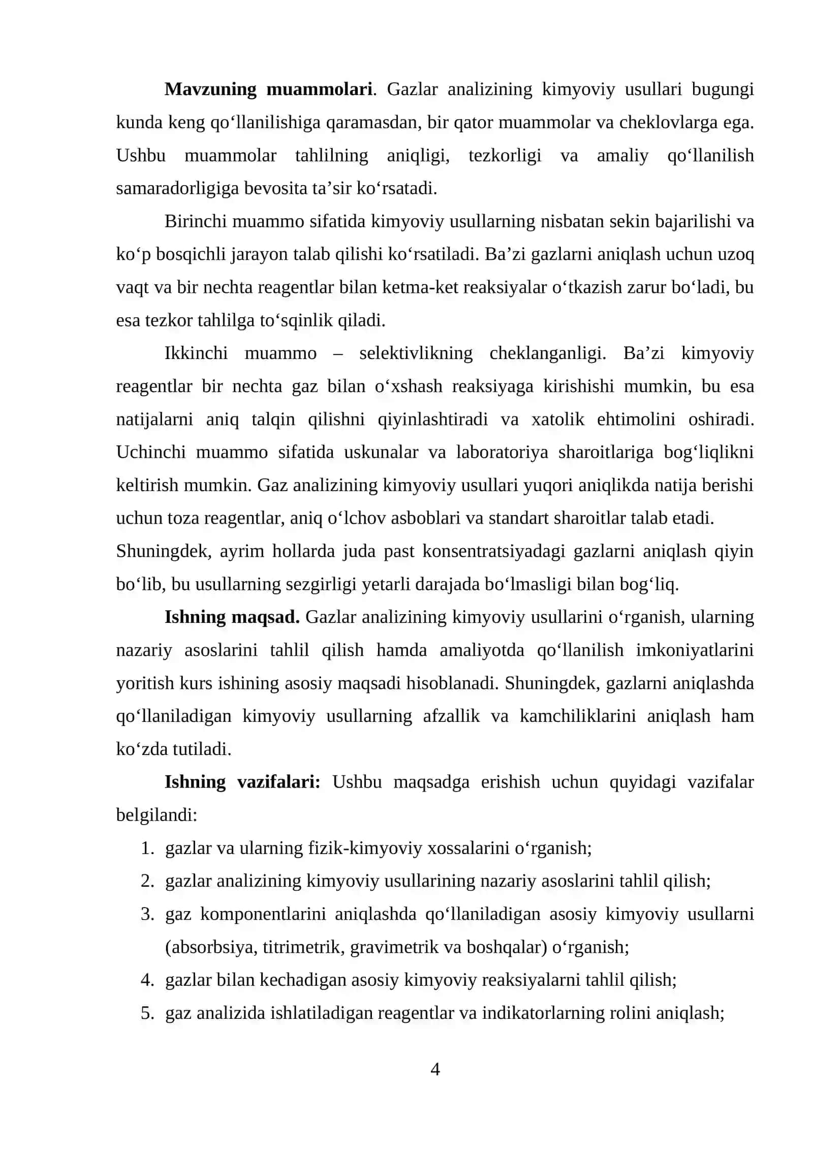 Gaz analizi kimyo fanining muhim yo‘nalishlaridan biri 4