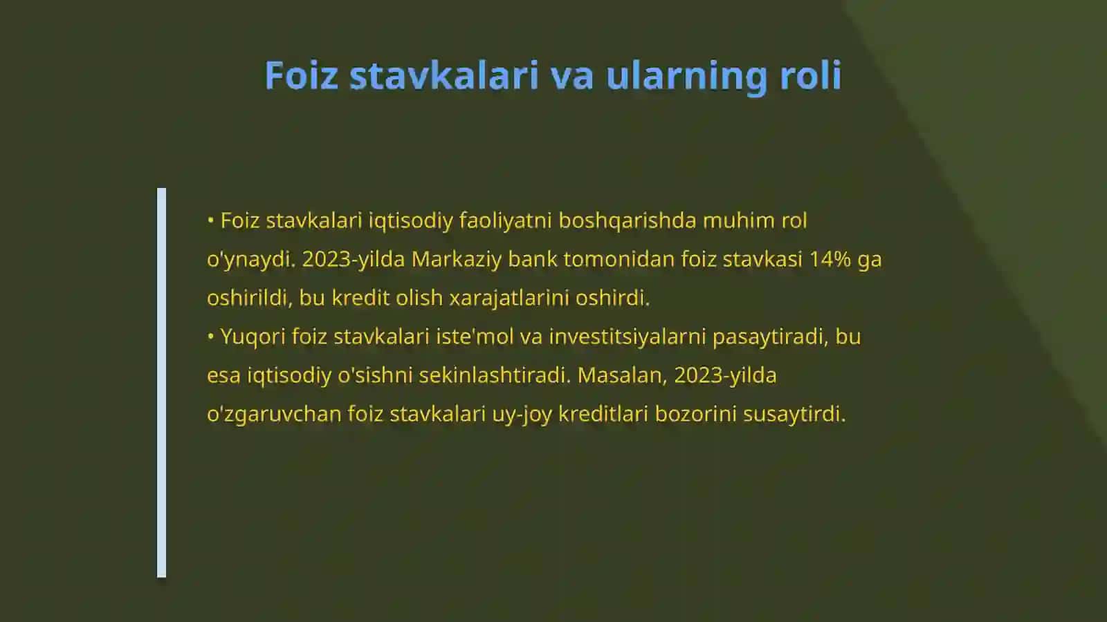 Inflyatsiya, foiz stavkalari, iqtisodiy oʻsish va moliyaviy bozorlar dinamikasi 4