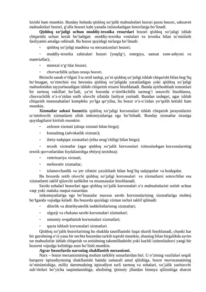 Agrar bozorlar va narxning shakllanishi 4