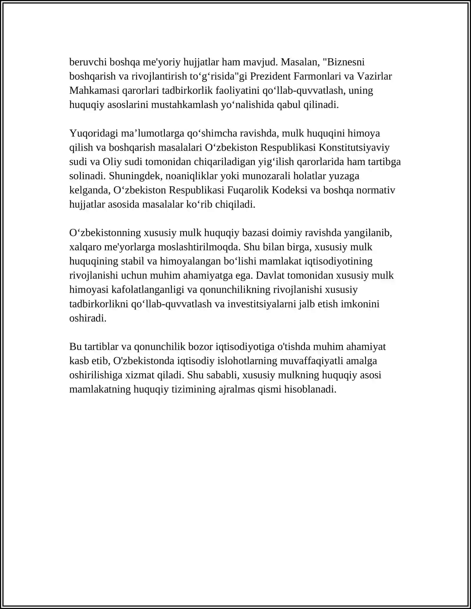 HUSUSIY MULKNING MOHIYATI VA UNI RIVOJLANTIRISH MOHIYATI 4
