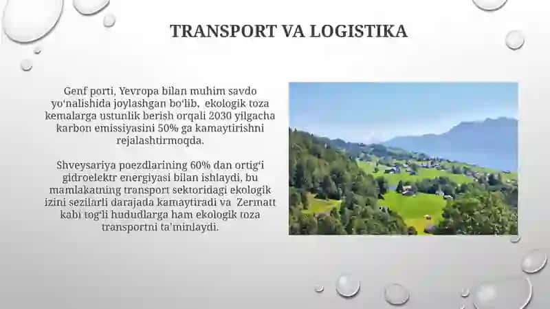 Shvetsariyaning ekologiyasi va yashil iqtisodiyoti 4