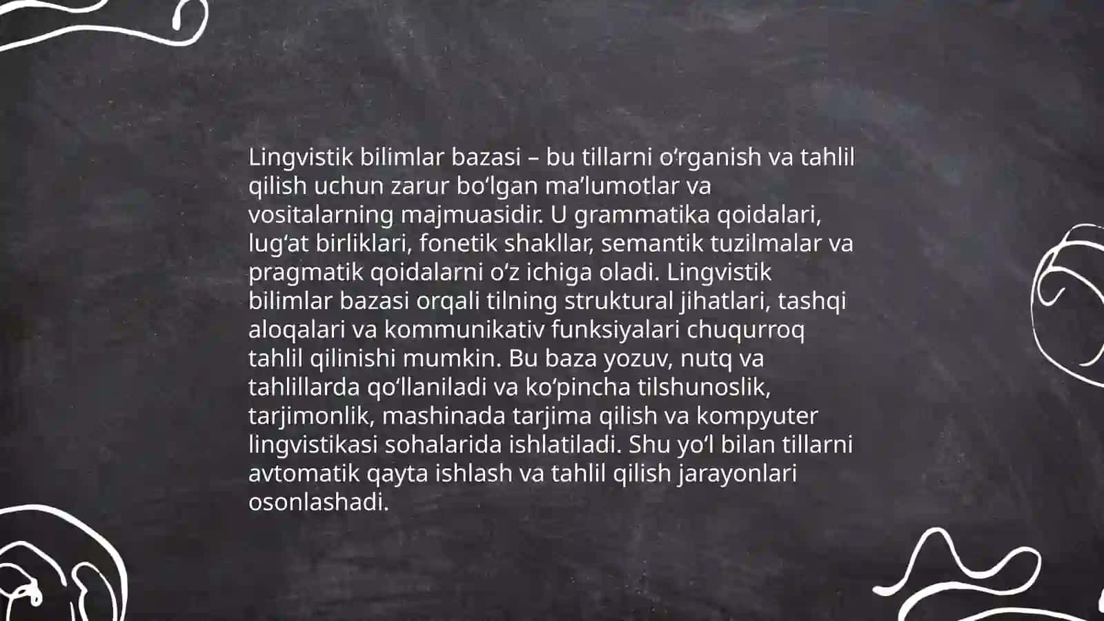 Formallashtirish tamoyillari va lingvistik bilimlar bazasidan foydalanish 4