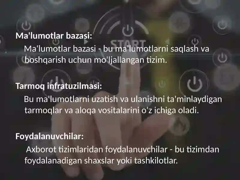 Axborot tizimlarida asosiy rol o’ynovchi funksiyalar 4