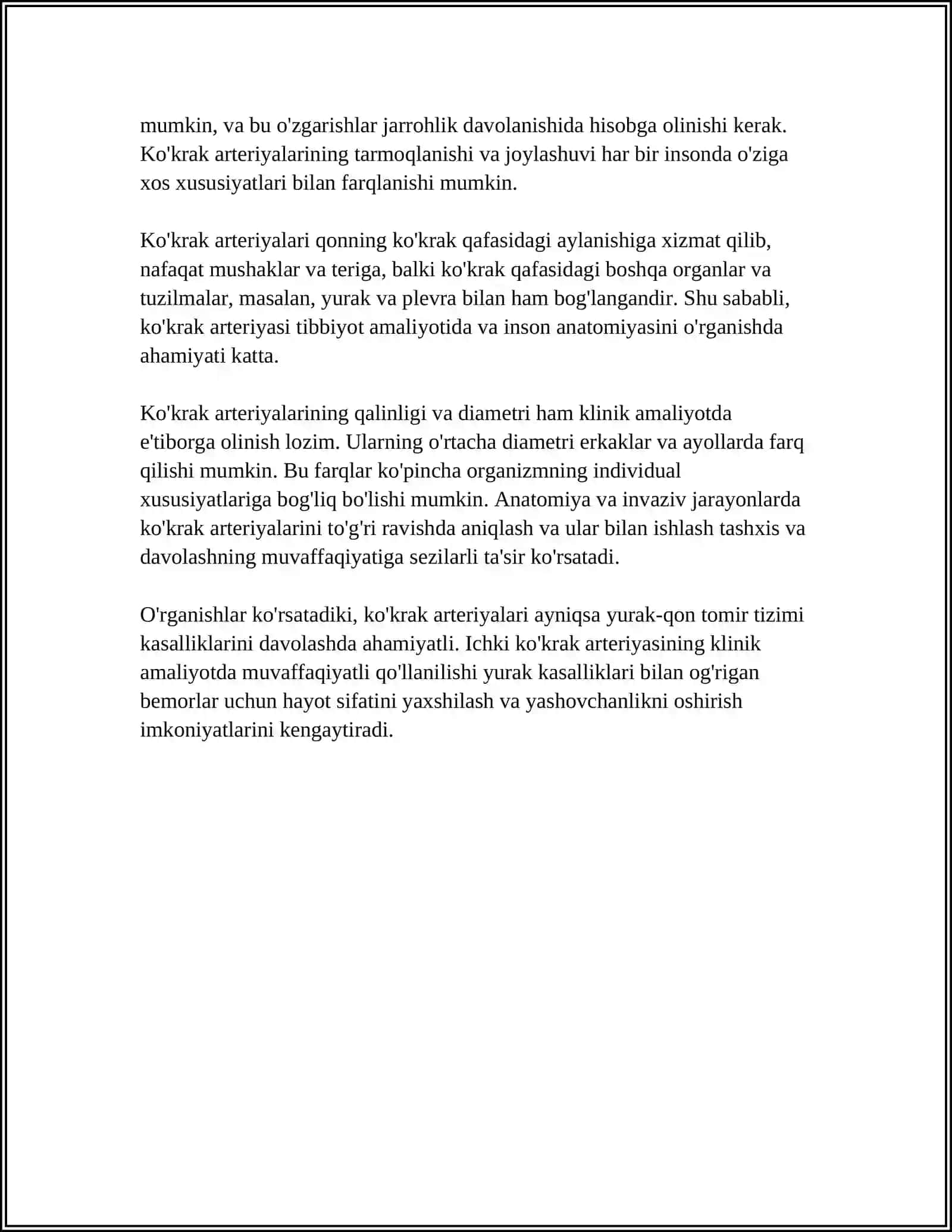 KOʻKRAK, YONBOSH, OYOQ ARTERIYALARINI TUZILISHI HAQIDA 4