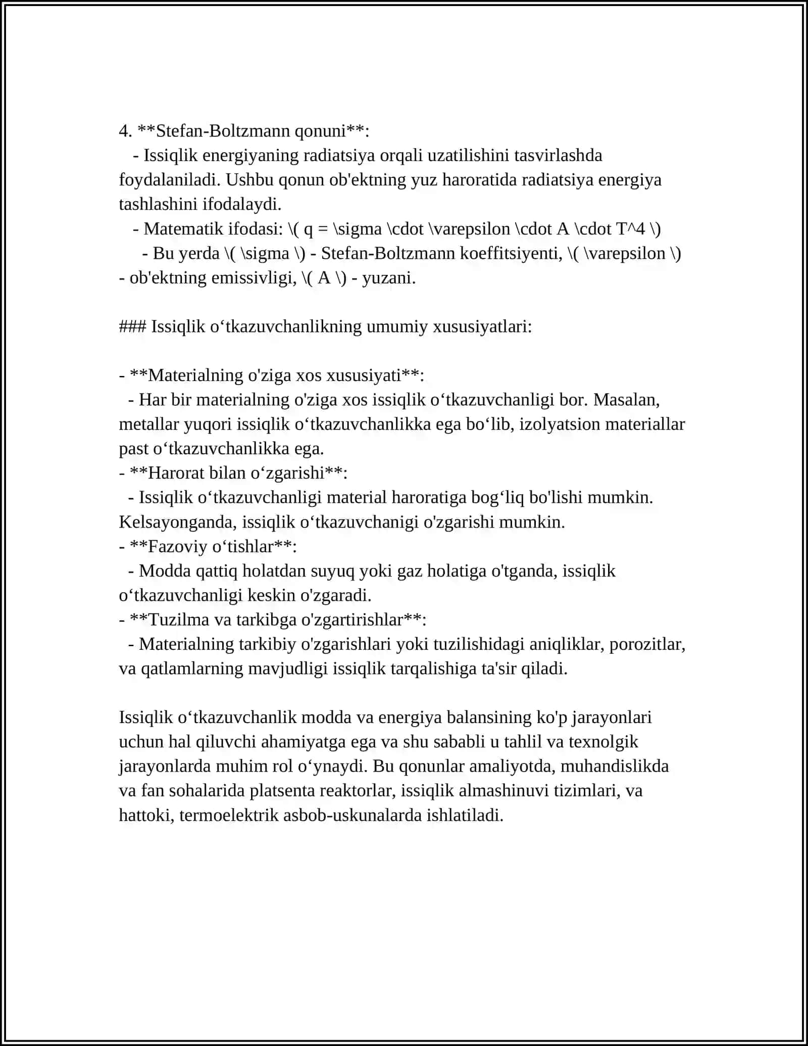 ISSIQLIK OʻTKAZUVCHANLIK HODISASI 4