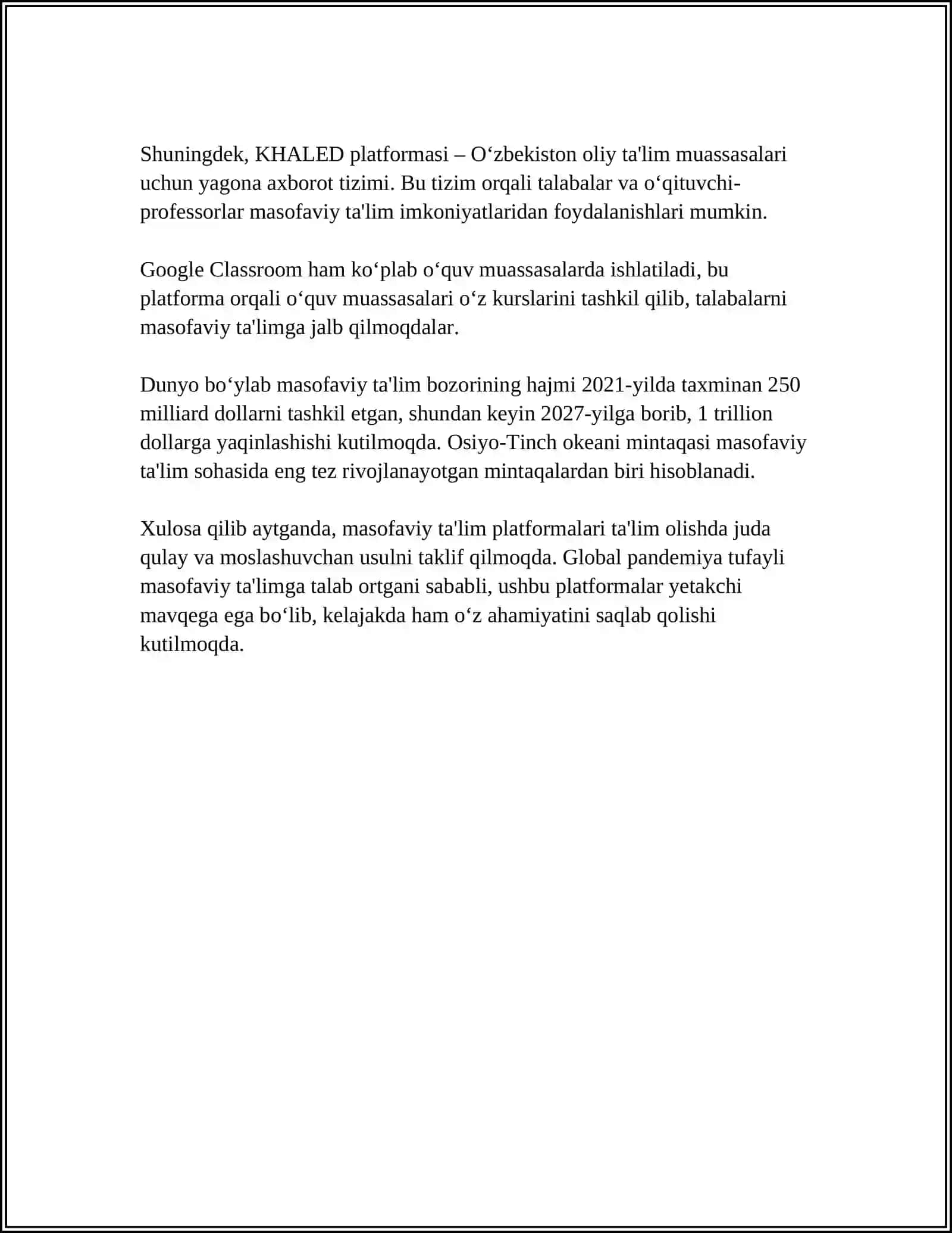 MASOFAVIY TA'LIMDA AXBORAT TEXNOLOGIYALARINING ÖRNI 4