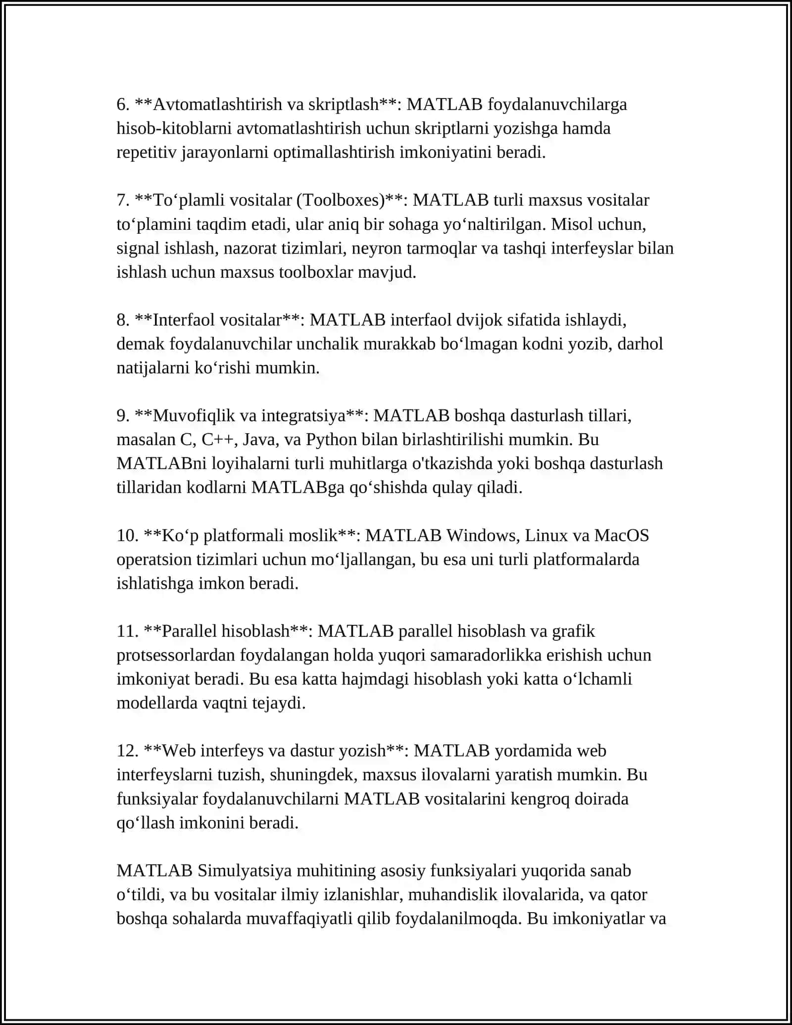 MATLAB SIMULYATSIYA MUHITI HAQIDA TUSHUNCHA BERING 4