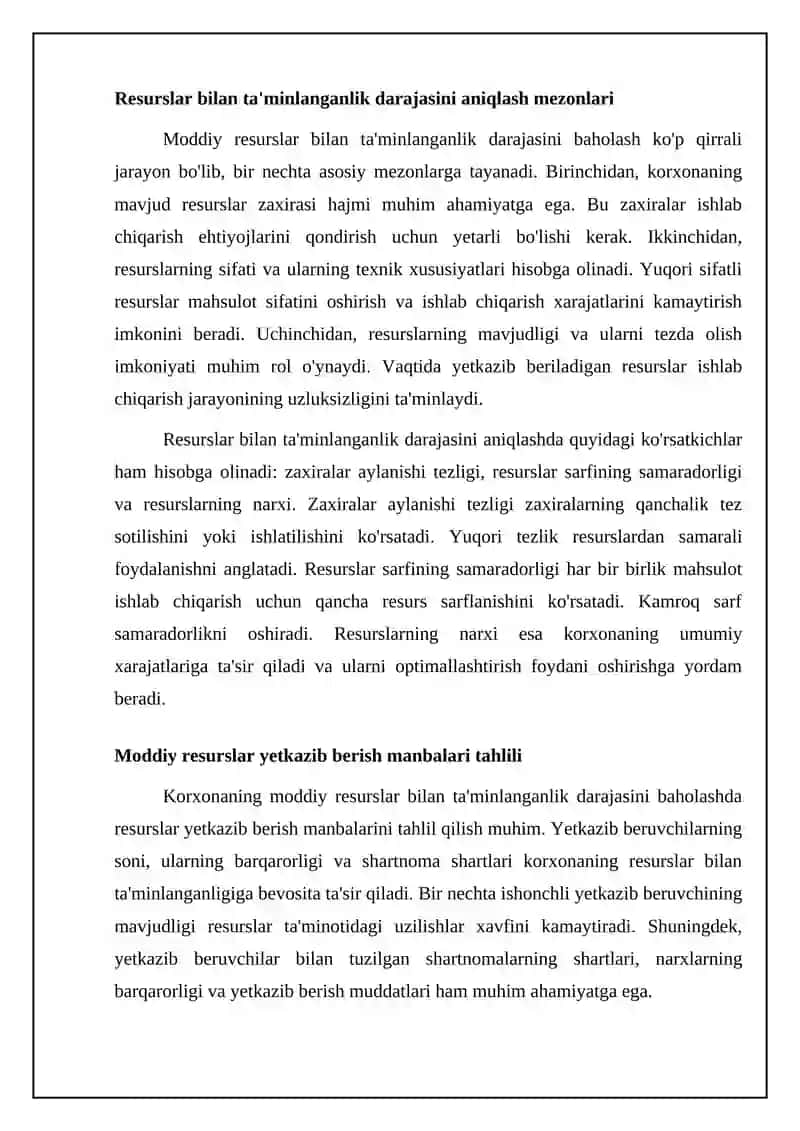 Moddiy resurslar bilan ta'minlanganlikni baholash 4