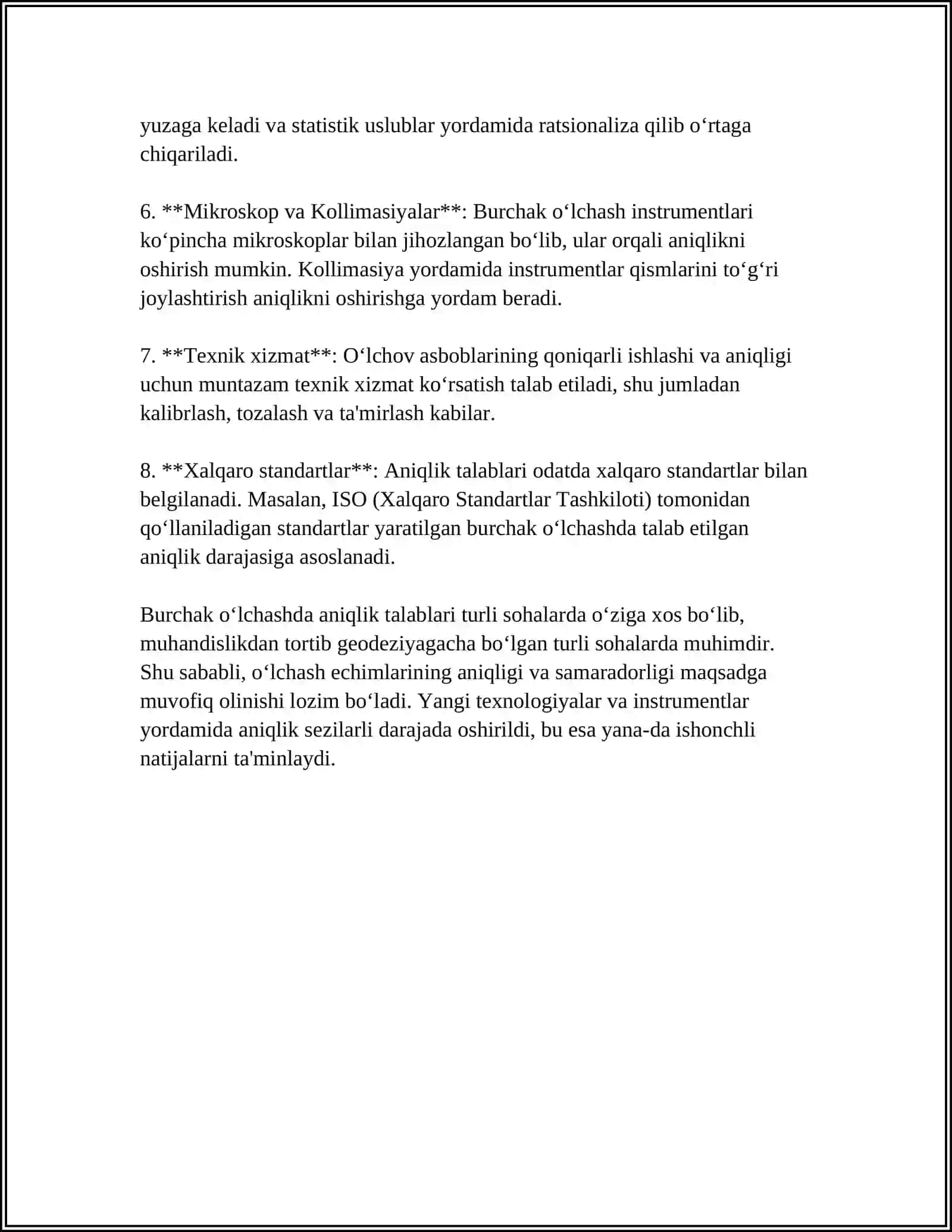 YUQORI ANIQLIKDA BURCHAK OʻLCHASHDA XATOLAR MANBAI VA ULARNI KAMAYTIRISH USULLARI 4