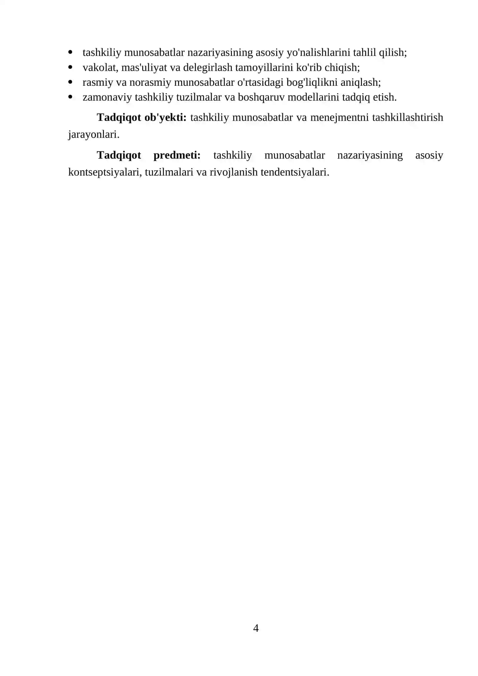 Menejmentni tashkillashtirish va tashkiliy munosabatlar nazariyasi 4