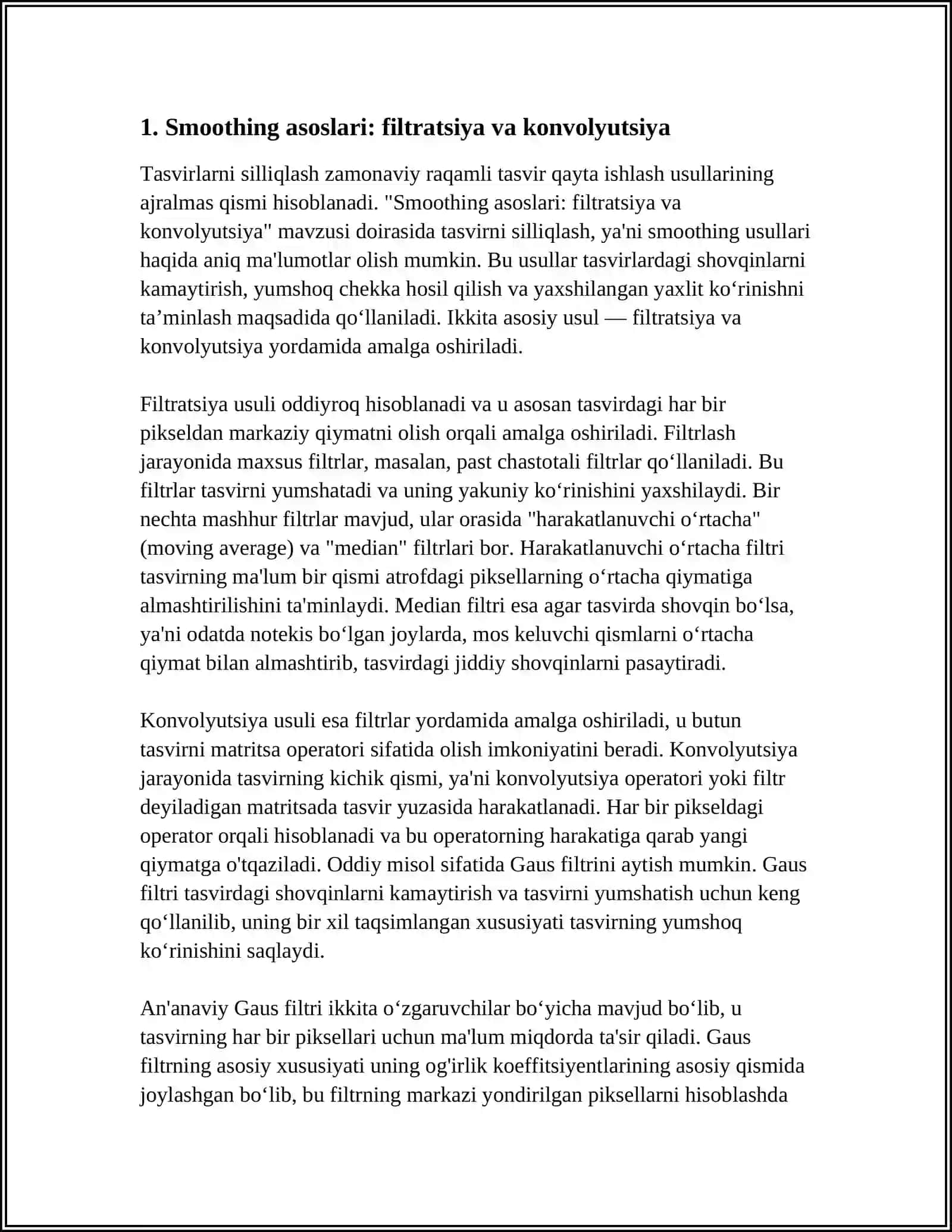 TASVIRLARNI SILLIQLASH (SMOOTHING) USJLLARI 4