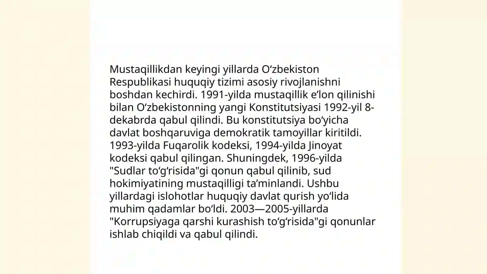 Mustaqil Oʻzbekiston Respublikasi Birinchi Konstitutsiyasi va uning oʻziga xos jihatlari 4