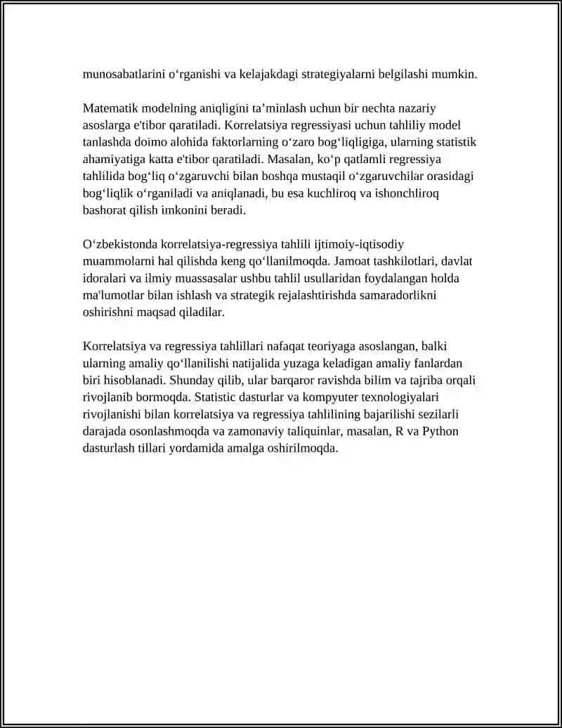 KORRELYATSION-RЕGRЕSSIОN TАHLIL – O‘ZARO BОG‘LАNISHLАRNI STATISTIK O‘RGANISH USULLARI 4