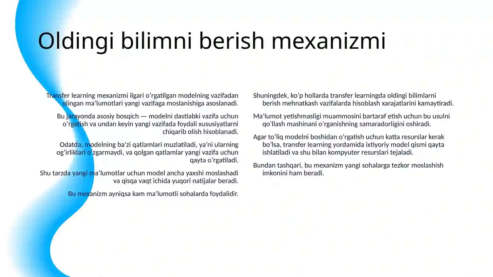 TRANSFER LEARNINGNING AMALIY QO‘LLANILISHI VA CHEKLOVLARI 4