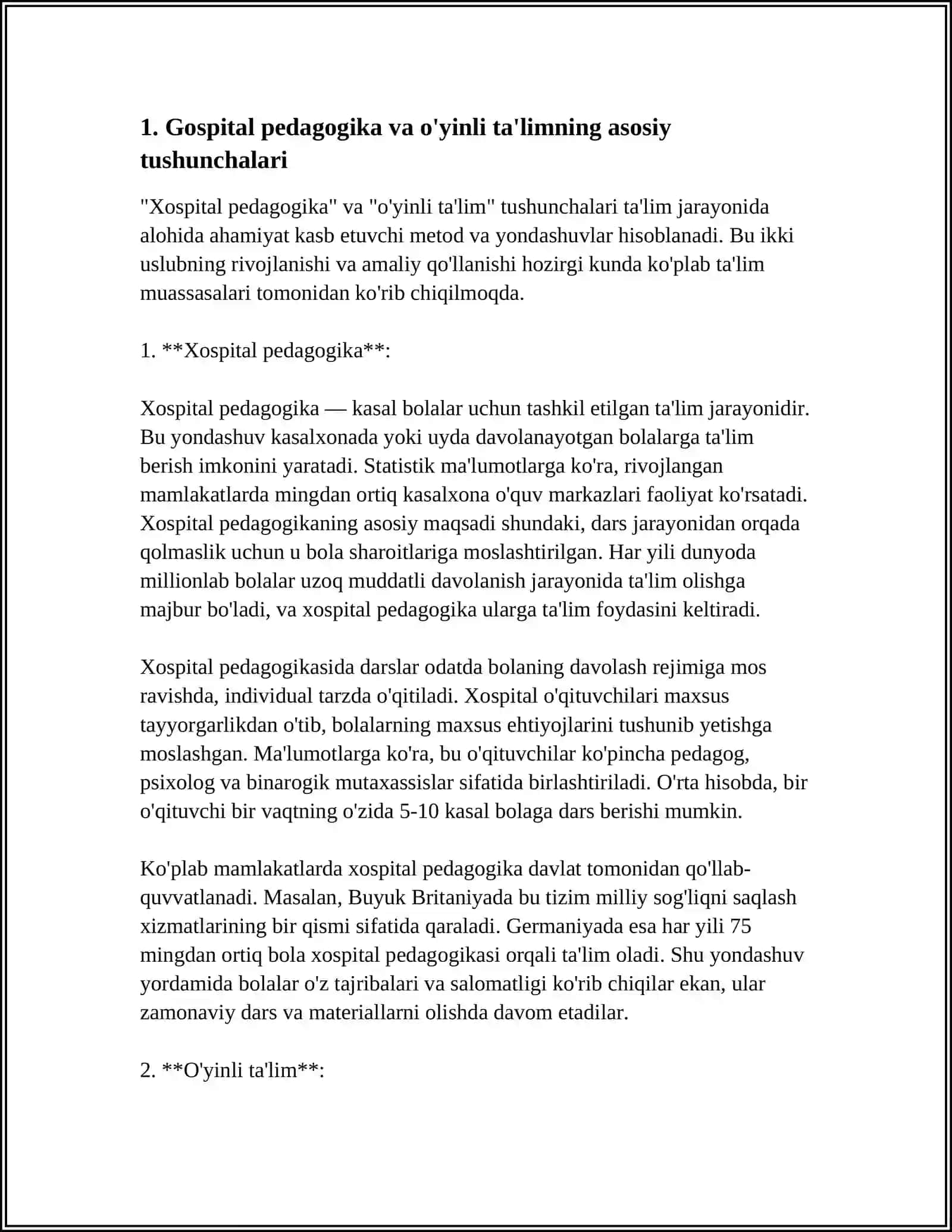 O‘YINLI TA’LIM METODLARINI GOSPITAL PEDAGOGIKADA QO‘LLASH IMKONIYATLARI 4