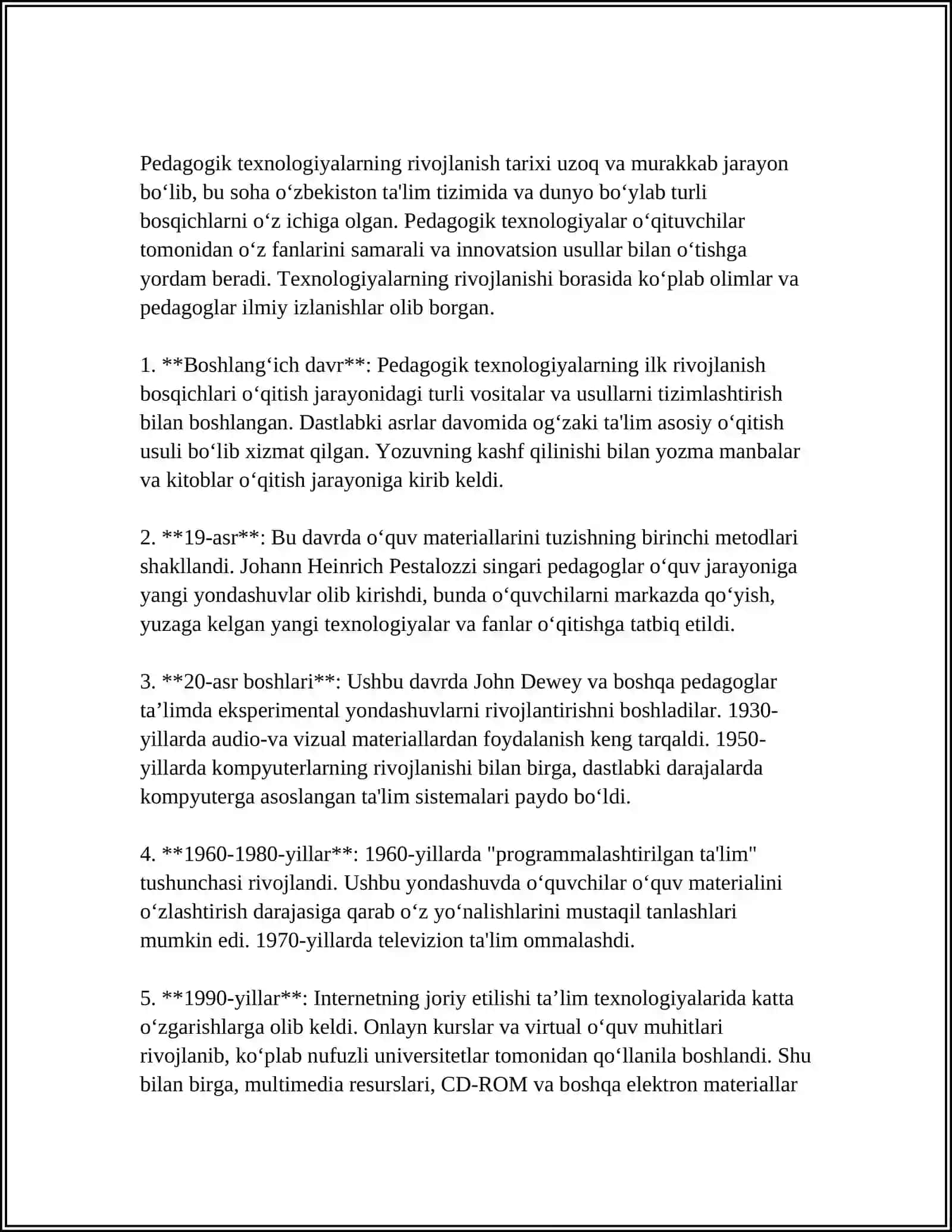 YANGI PEDAGOGIK TEXNALOGIYALARNING MOHIYATI VA AHAMIYATINI ZAMONAVIYLIK KONTEKSIDA BAHOLASH 4