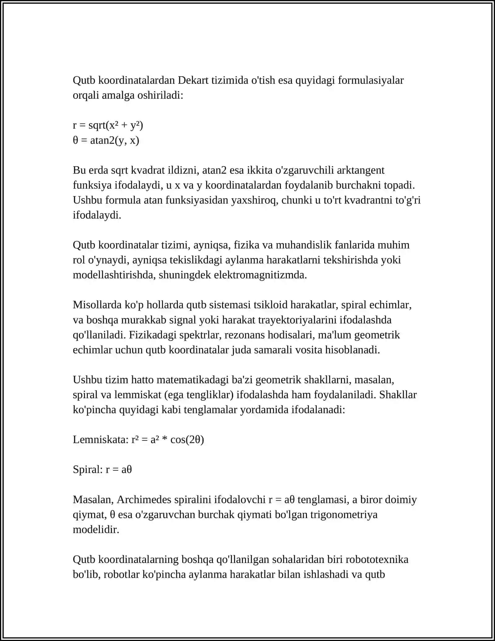 TEKIS PARALLEL XARAKATDAGI JISM IXTIYORIY NUQTASINING TEZLIGINI QUTB USULIDA ANIQLASH 4