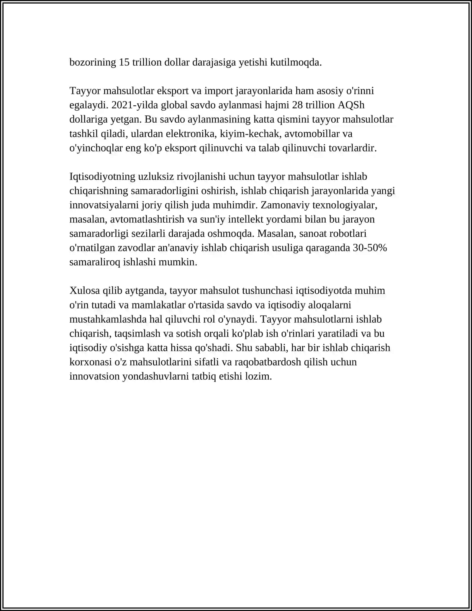 TAYYOR MAHSULOT VA UNING SOTILISHINI XISOBGA OLISH 4