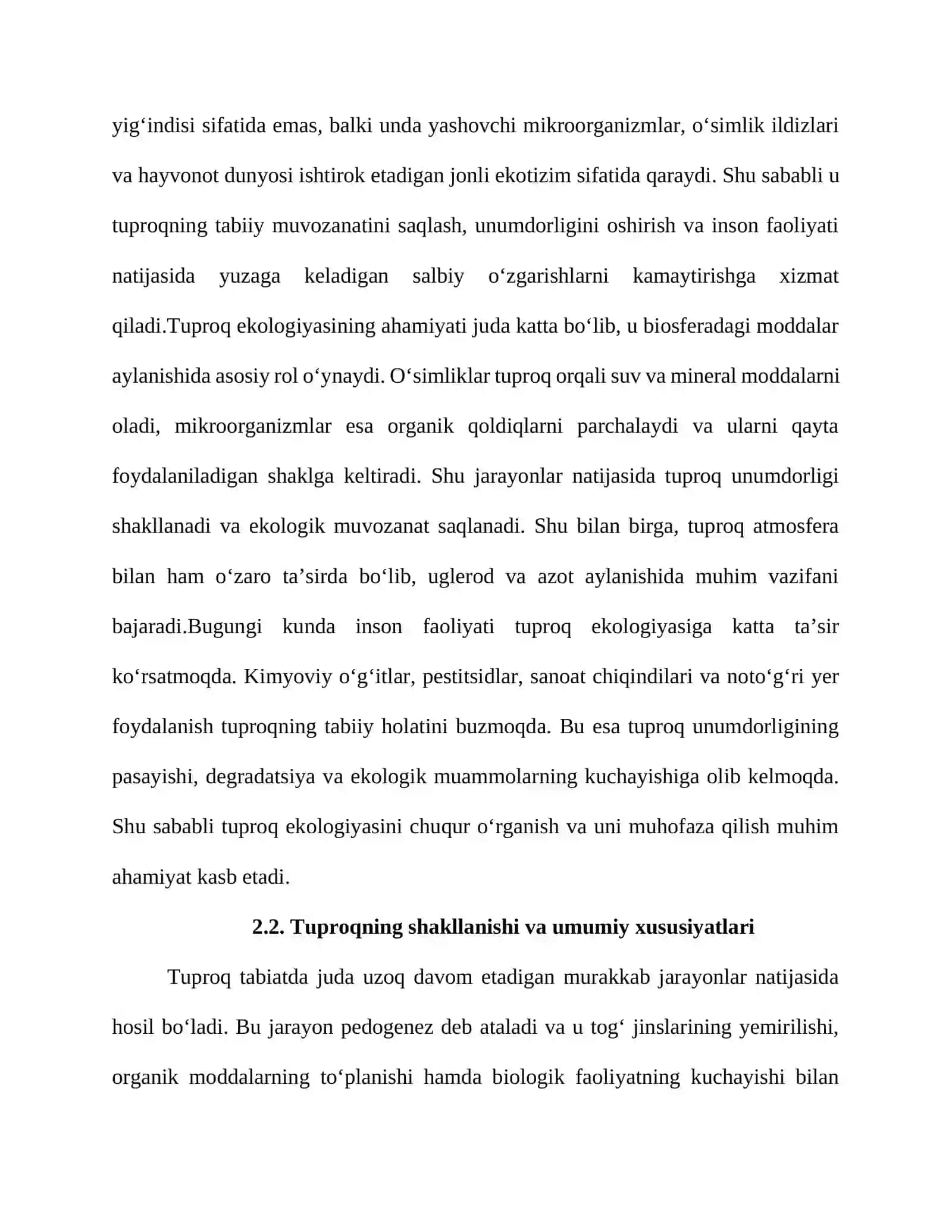 Tuproq ekalogiyasi va agroekalogiyasi haqida tushuncha 4