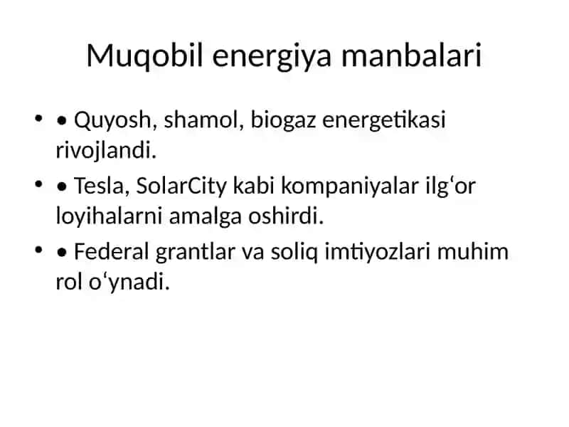 Yashil iqtisodiyotga oʻtishning AQSH tajribasi 4