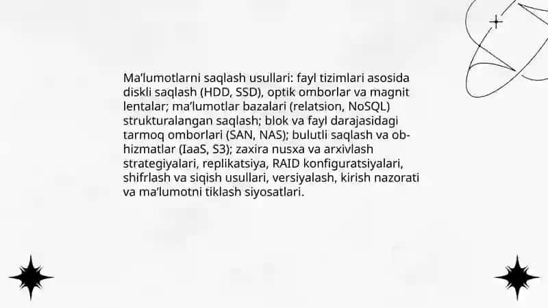 Maʼlumotlarni boshqarish yoʻllari,usullari vositalari 4