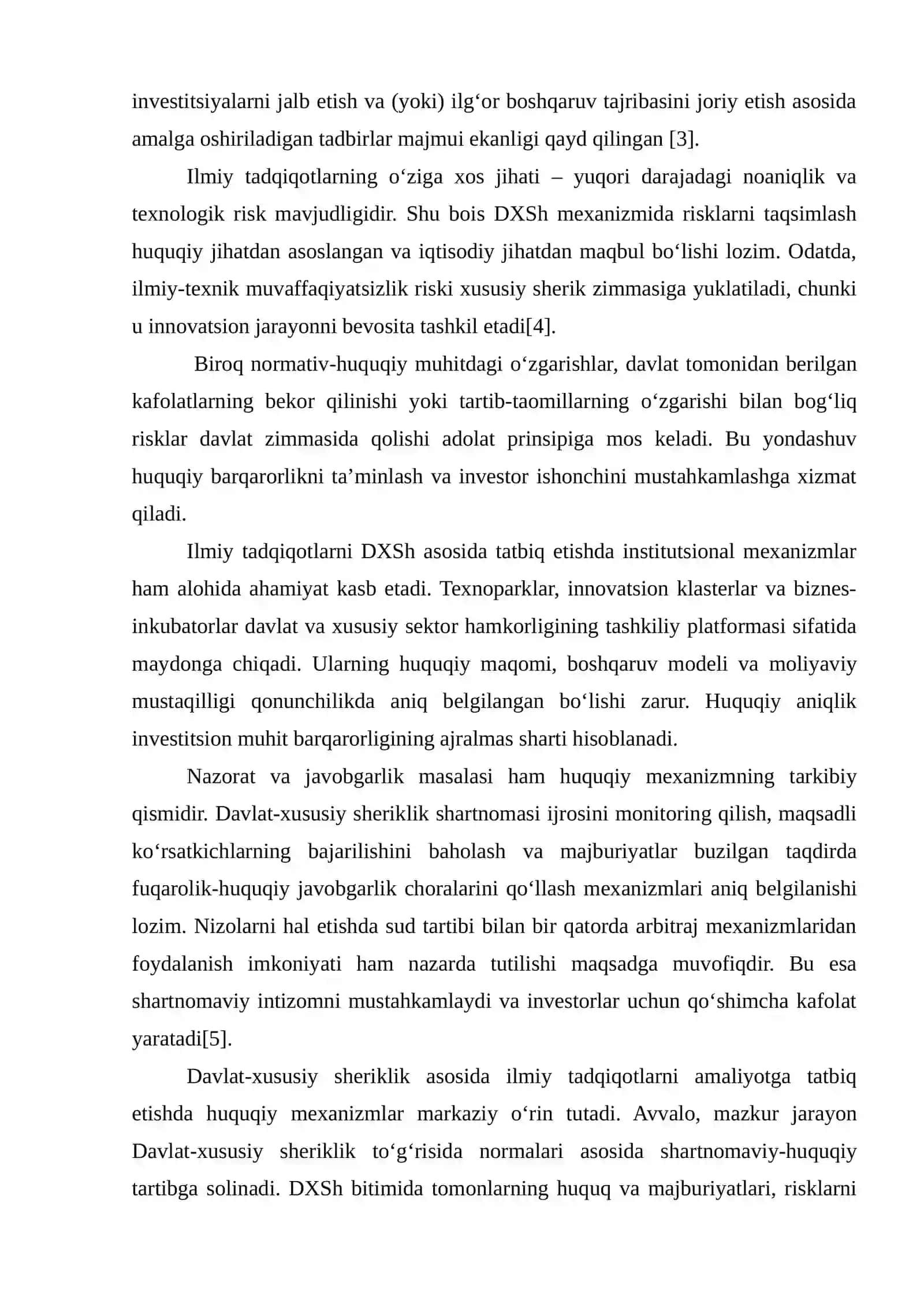 DAVLAT-XUSUSIY SHERIKLIK ASOSIDA ILMIY TADQIQOTLARNI AMALIYOTGA TATBIQ ETISHNING HUQUQIY MEXANIZMLARI 4