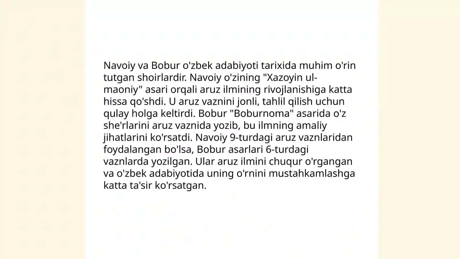 Navoiy va Bobur aruz risolalari qiyosiy tahlili 4
