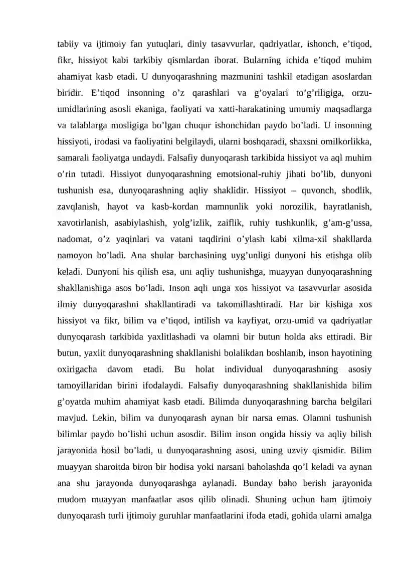 Dunyoqarash tushunchasi shakllari va vujudga kelishi 4
