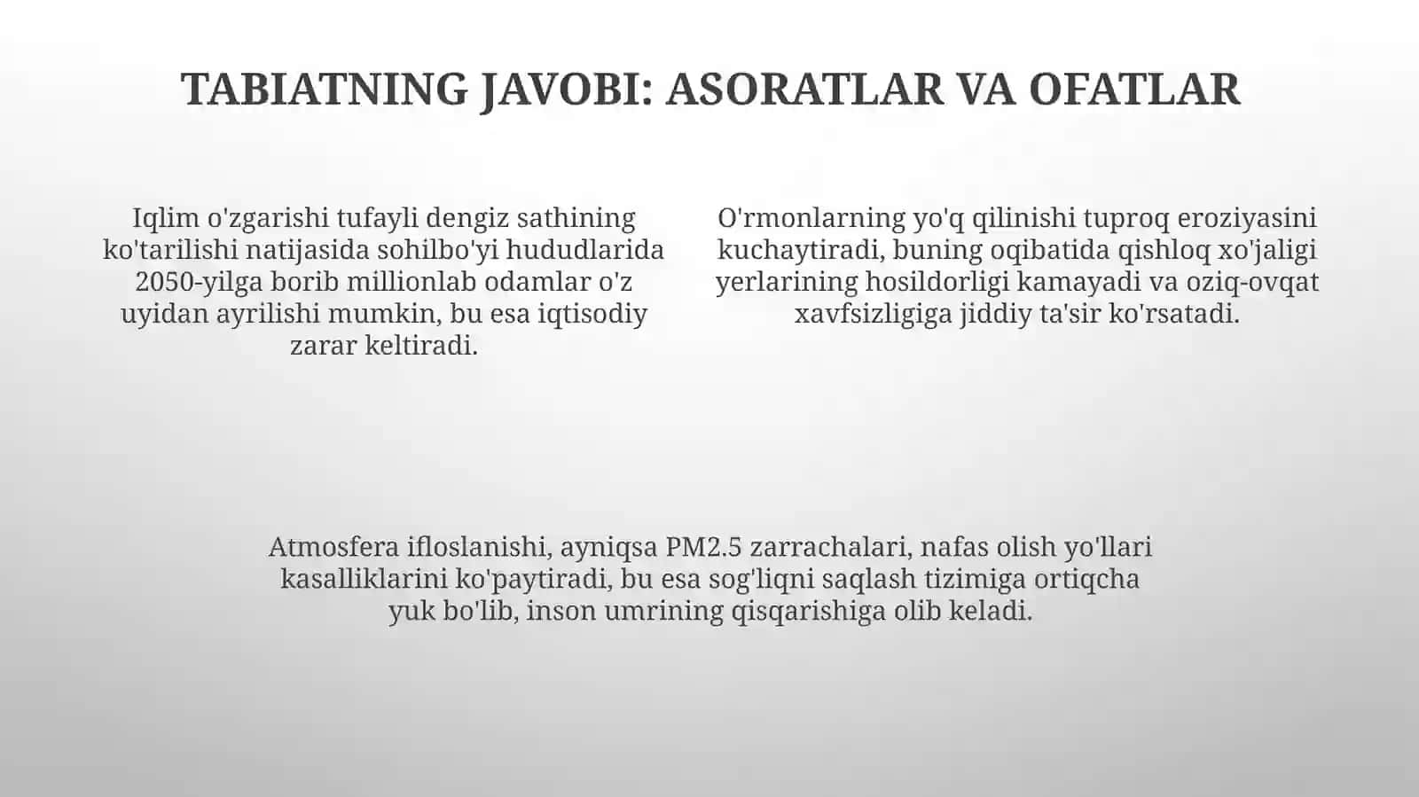 Inson faoliyatining tabiatga ta'siri va tabiatning javobi 4