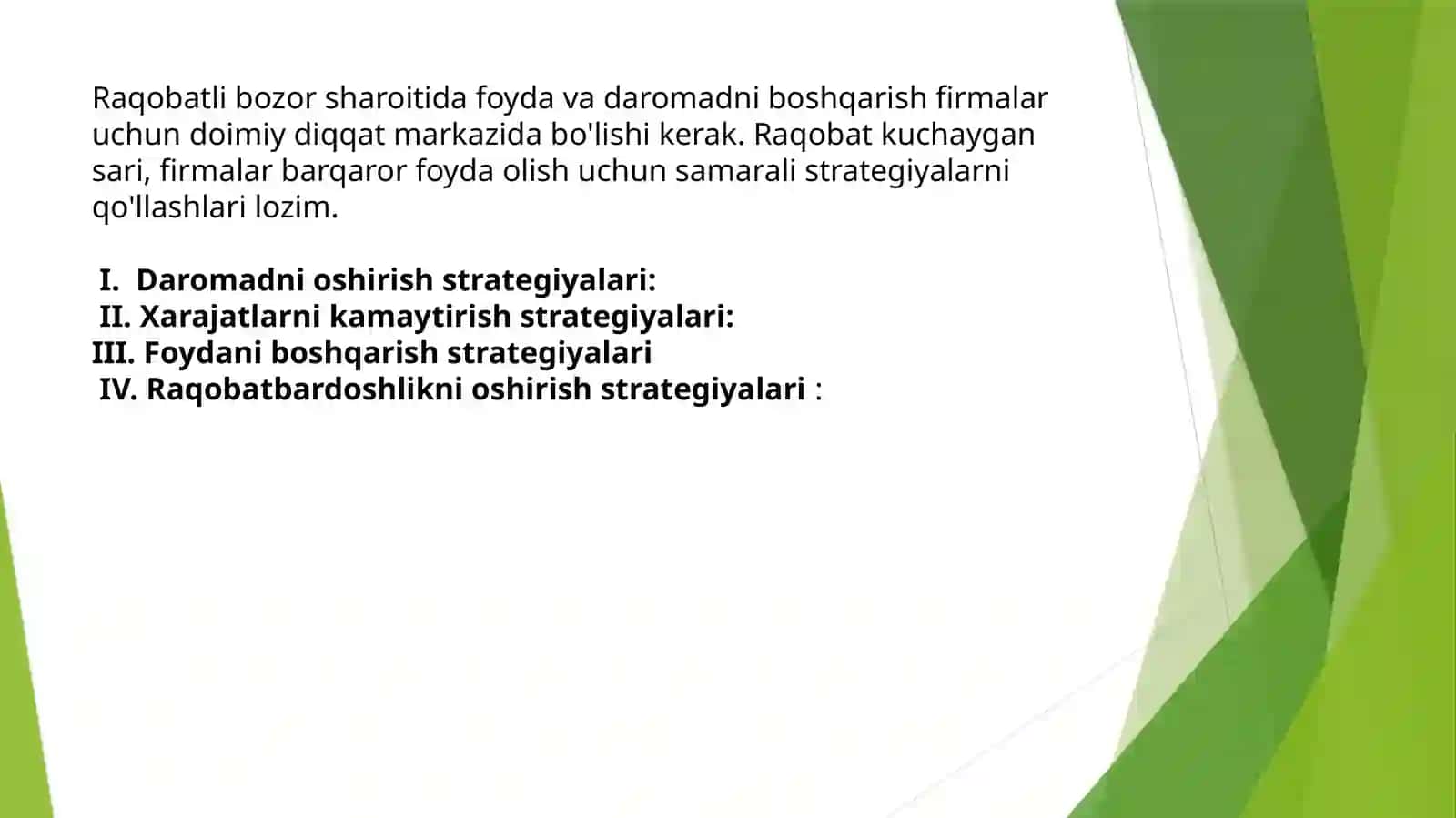 Raqobatlashuvchi firmalarning foydasi va daromadlari 4