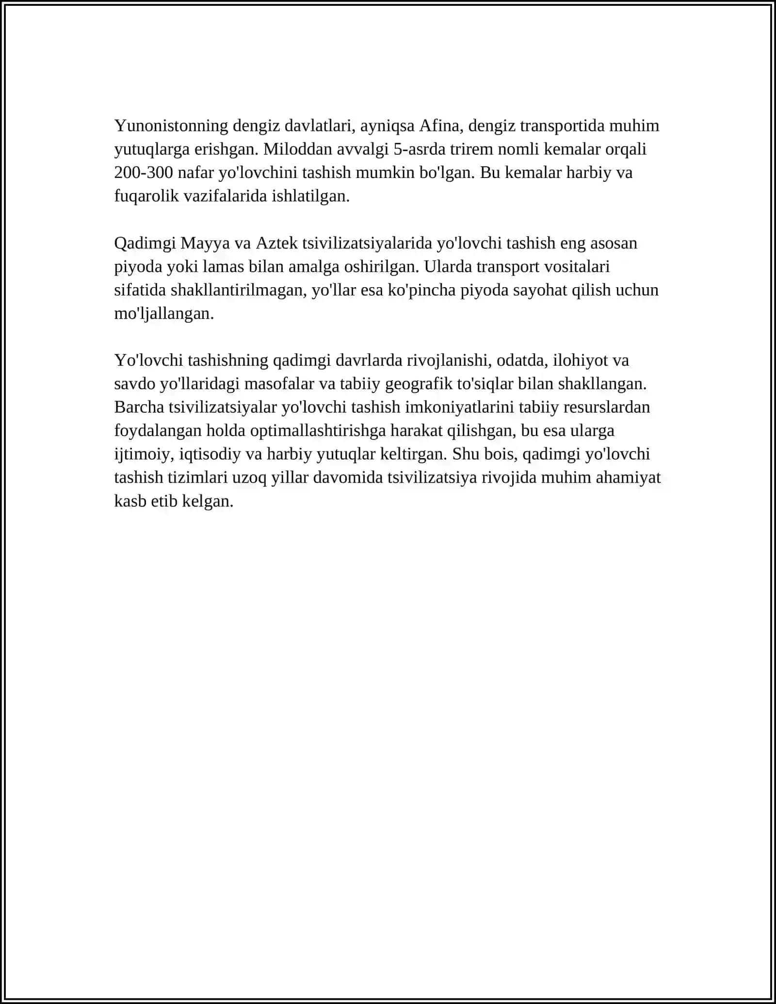 O'zbekiston respublikasi va xorijiy davlatlarda yo'lovgar tashishning rivojlanish tarixi 4