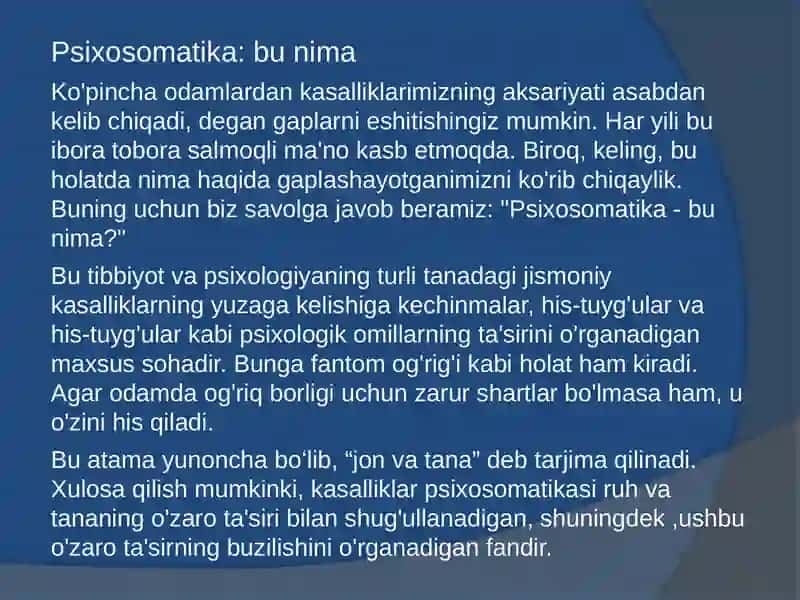 Psixosomatik kasalliklarning klassifikatsiyasi 4
