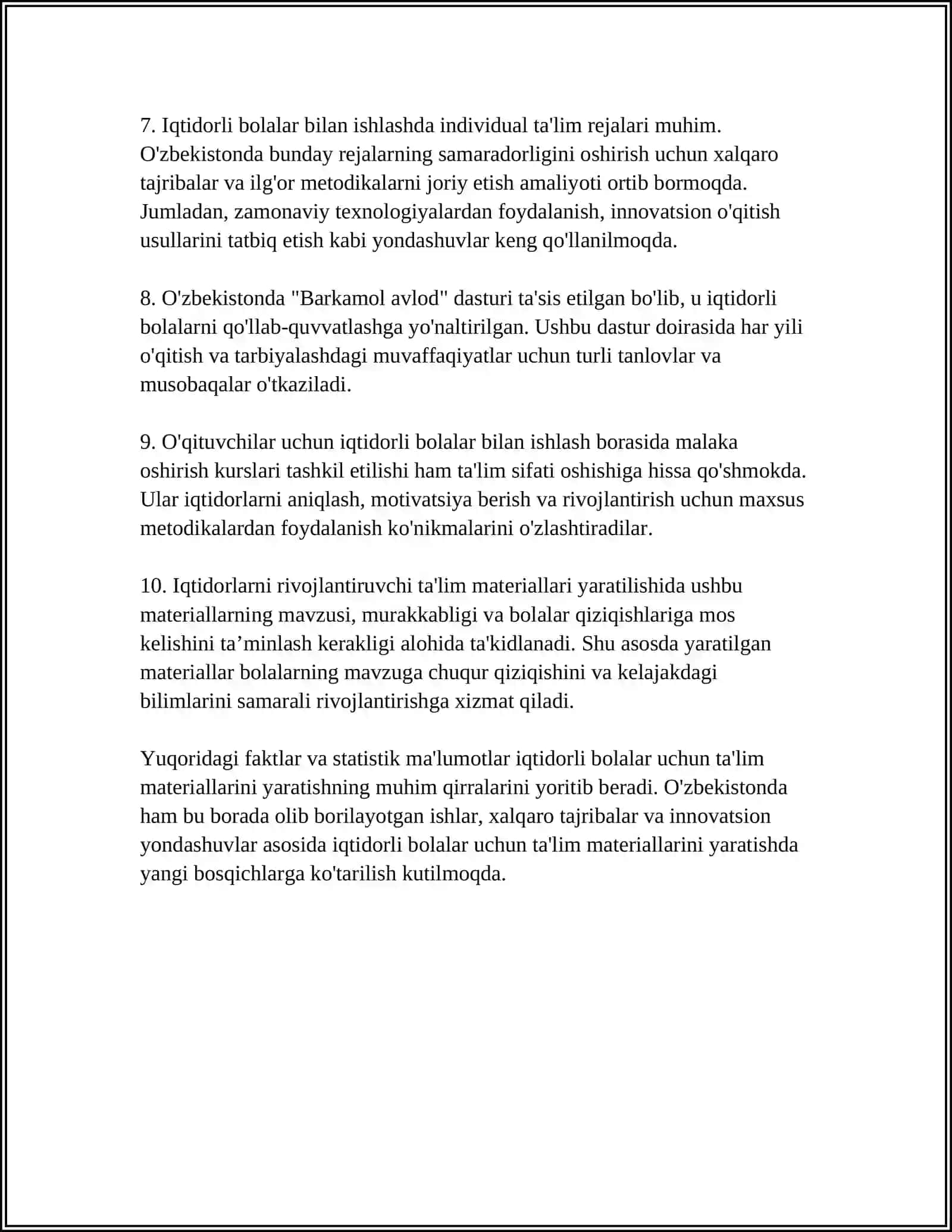 IQTIDORLI BOLALAR UCHUN DASTUR TUZISHNING TAMOYILLARI 4