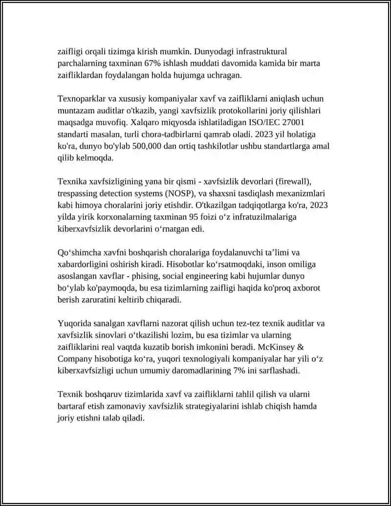 TEXNIK BOSHQARUV TIZIMLARIDA AXBOROT XAVFSIZLIGI TA'MINOTI USTIDA ISHLASH 4