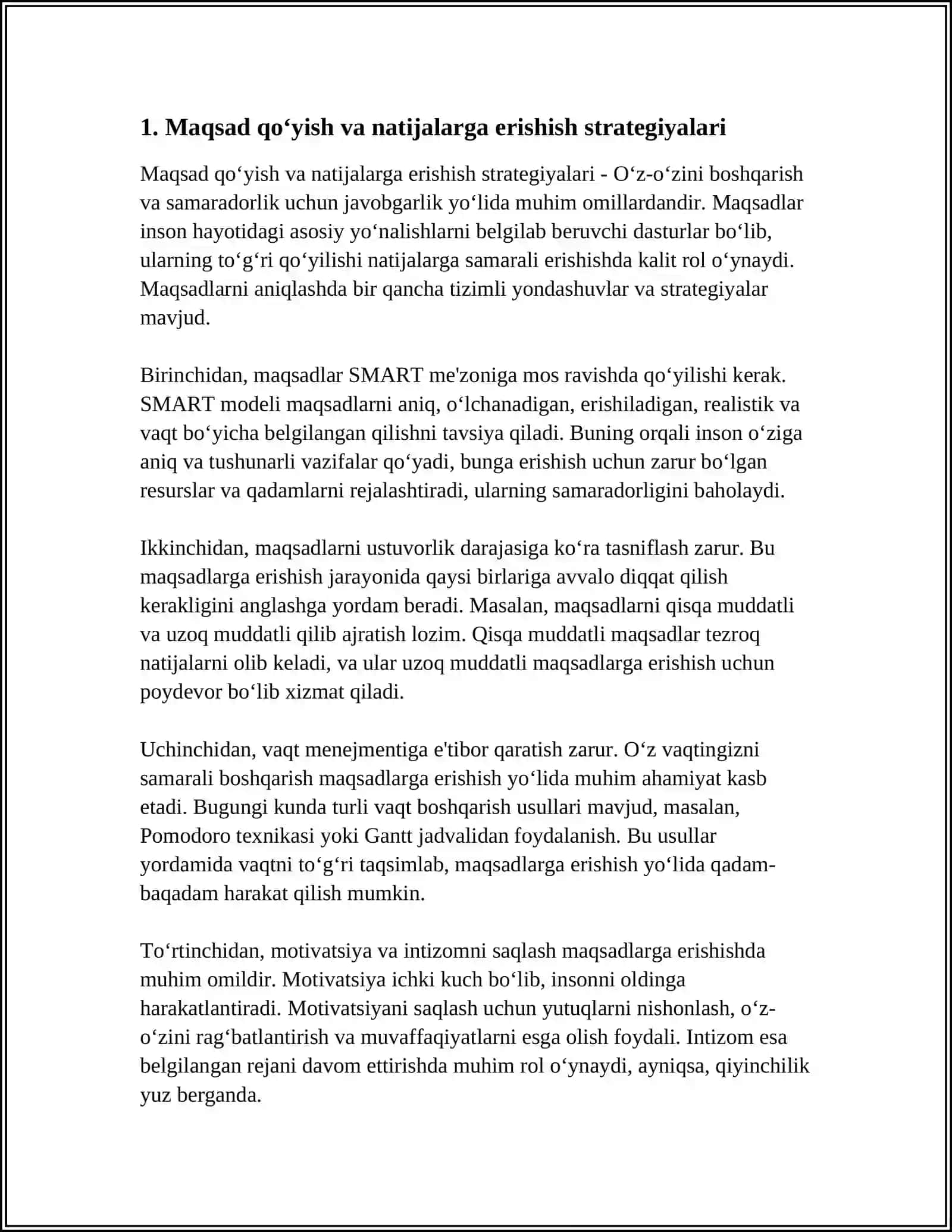O‘Z-O‘ZINI BOSHQARISH VA SAMARADORLIK UCHUN JAVOBGARLIK 4