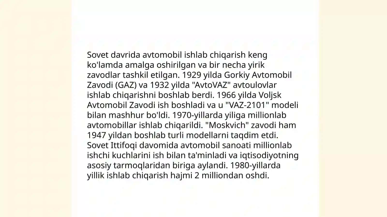 Avtomobil sanoati rivojlanish tarixi 4