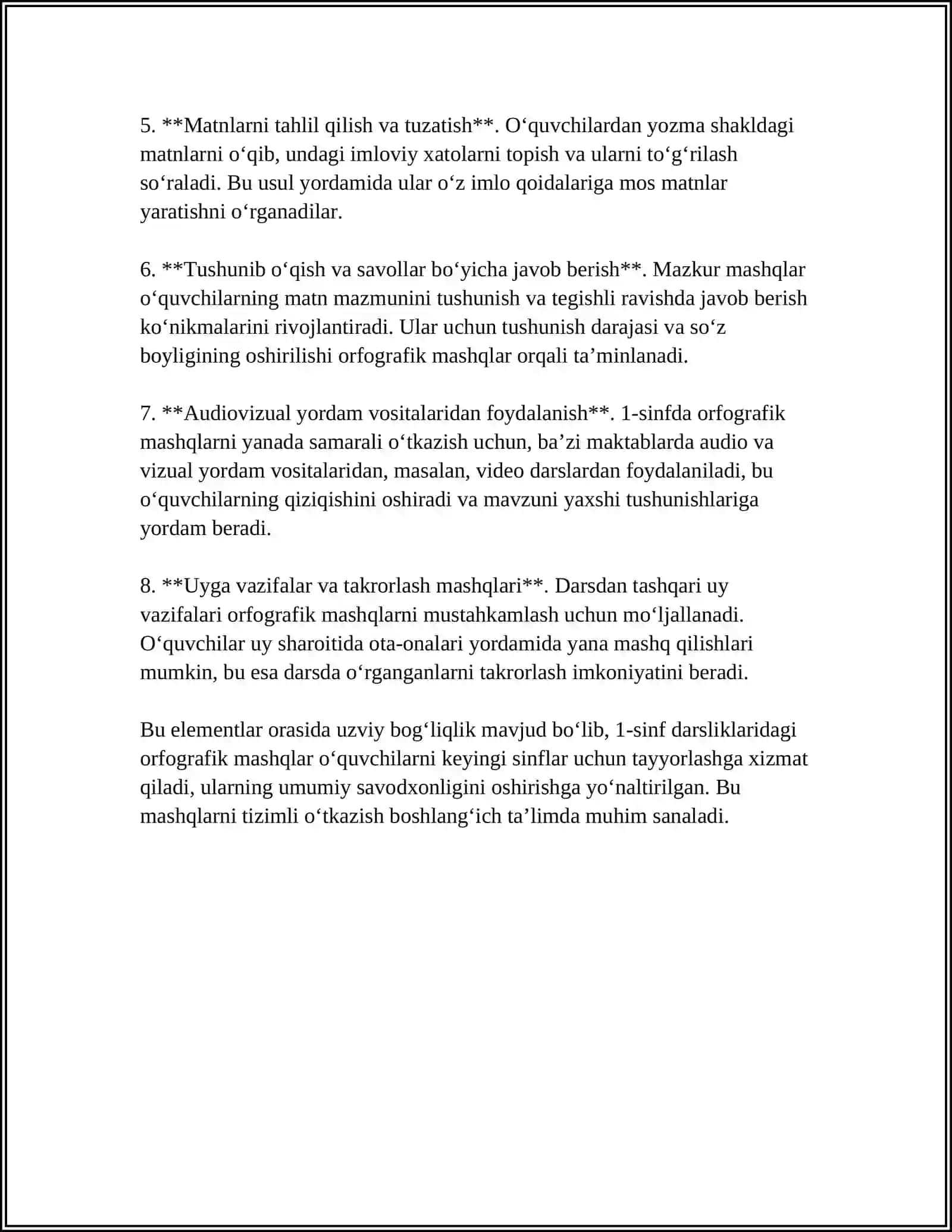 1-4-SINF DARSLIKLARIDAGI ORFOGRAFIYAGA OID MASHQLARNI TAHLIL QILISH 4