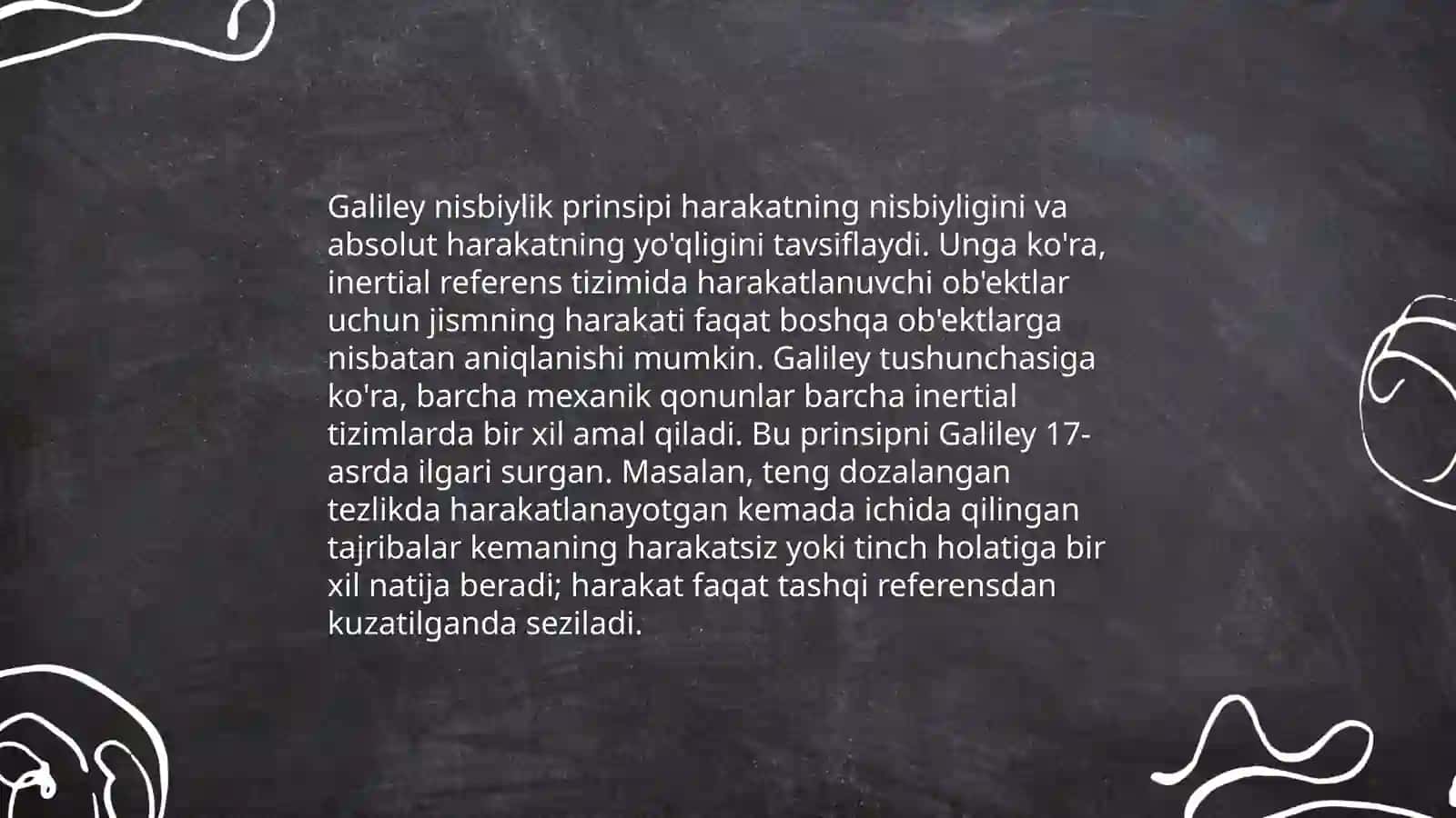 Nisbiylik tamoyili Galiley va Enshteynlarning nisbiylik prinsipi 4