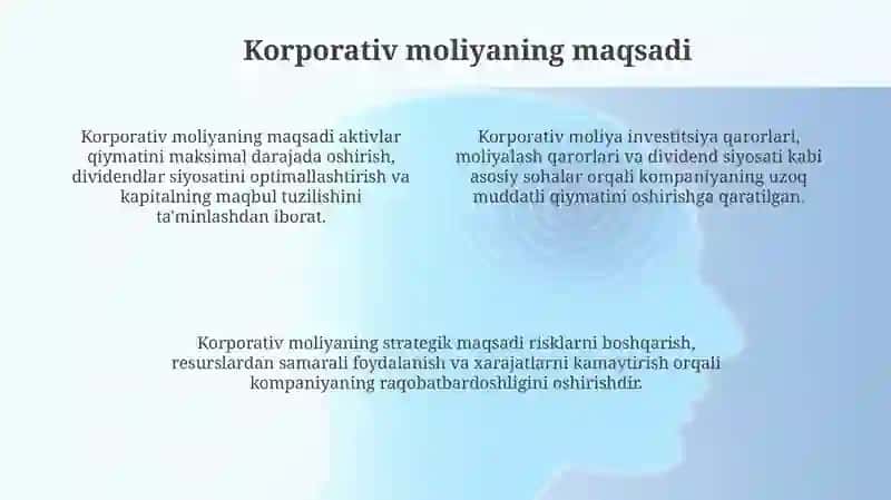 Korxona moliyasi fanining predmeti, maqsadi va vazifalari 4