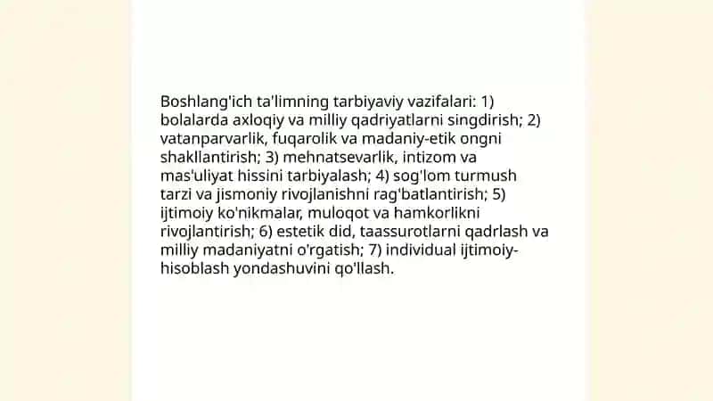 Boshlang'ich ta'limning vazifasi va maqsadi 4