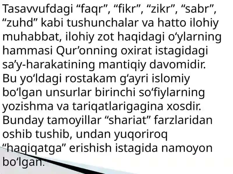 TASAVVUF  TA'LIMOTINING SHARQ MA'DANIYATIGA TA'SIRI 4
