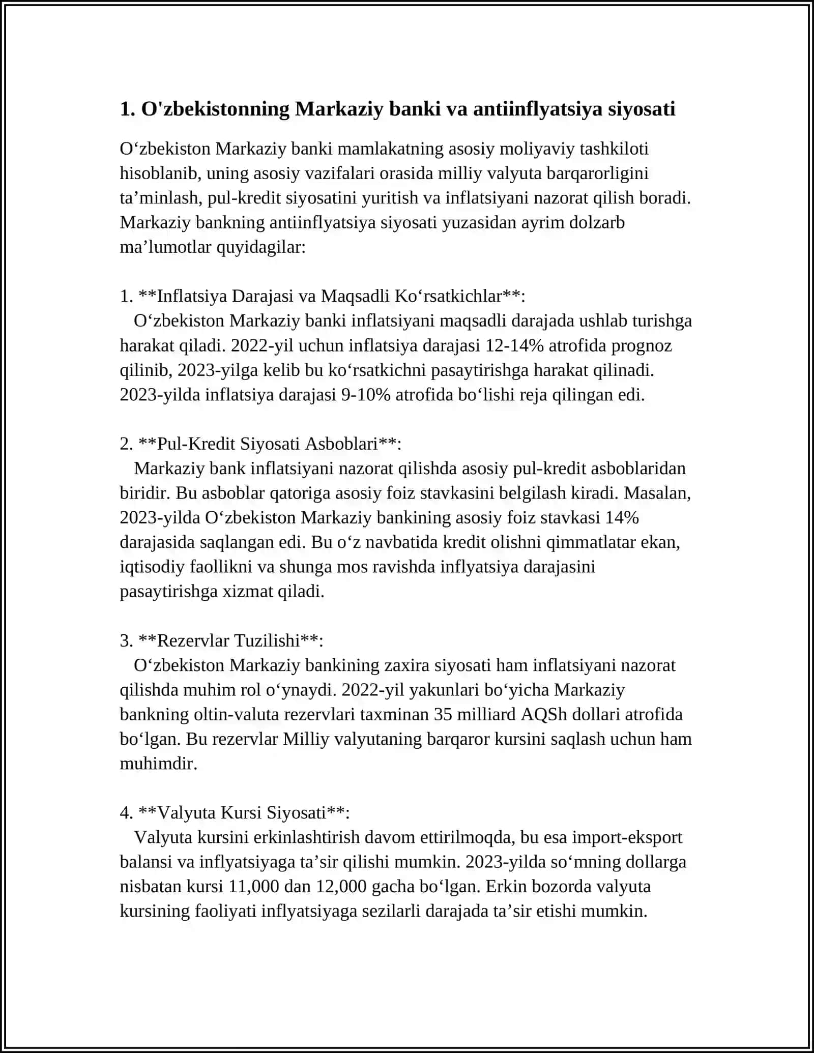 O‘ZBEKISTON RESPUBLIKASINING ANTIINFLYATSIYA SIYOSATI 4