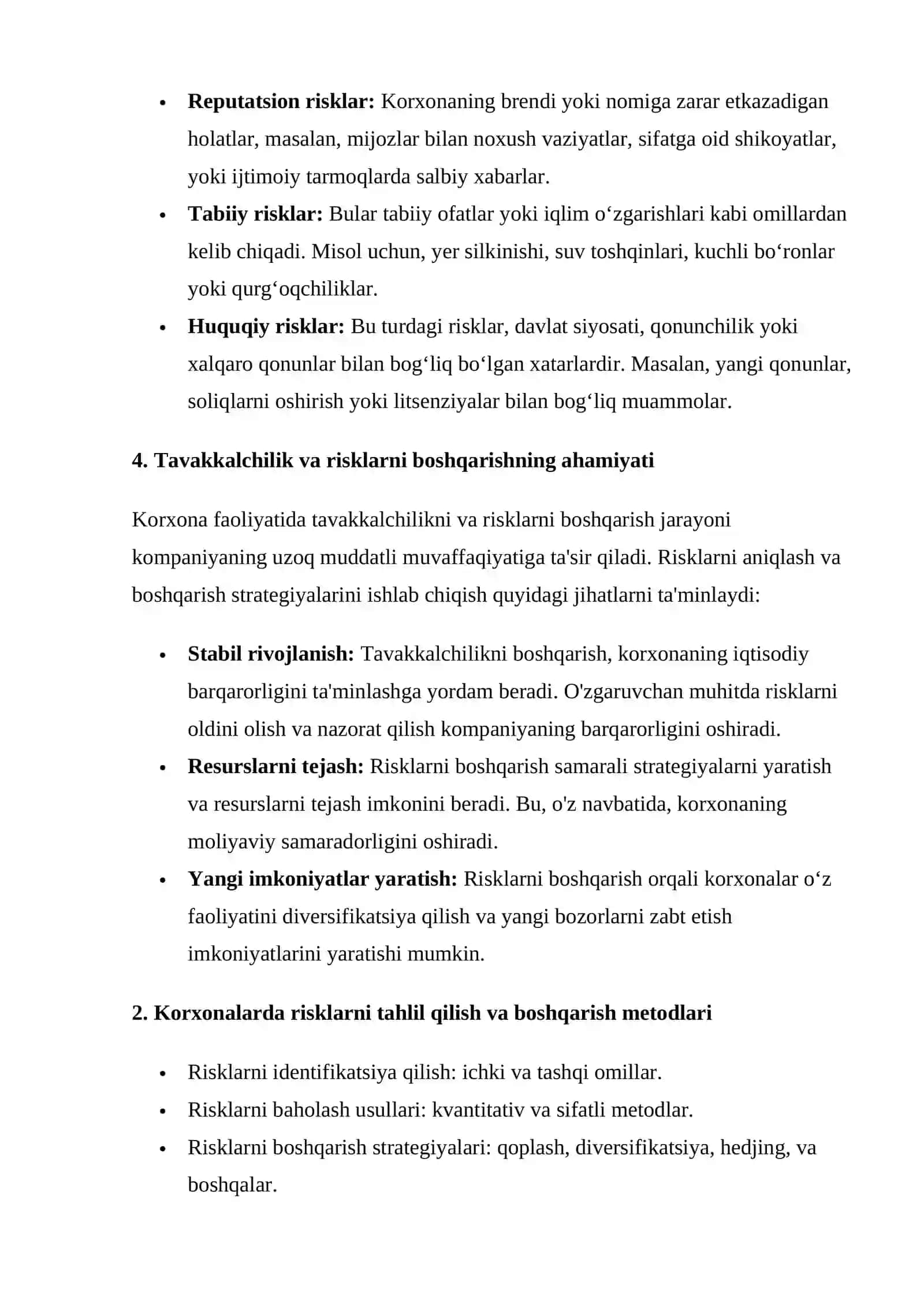 Korxonalarda faoliyatga tavakkalchilikni va risklarni boshqarish 4