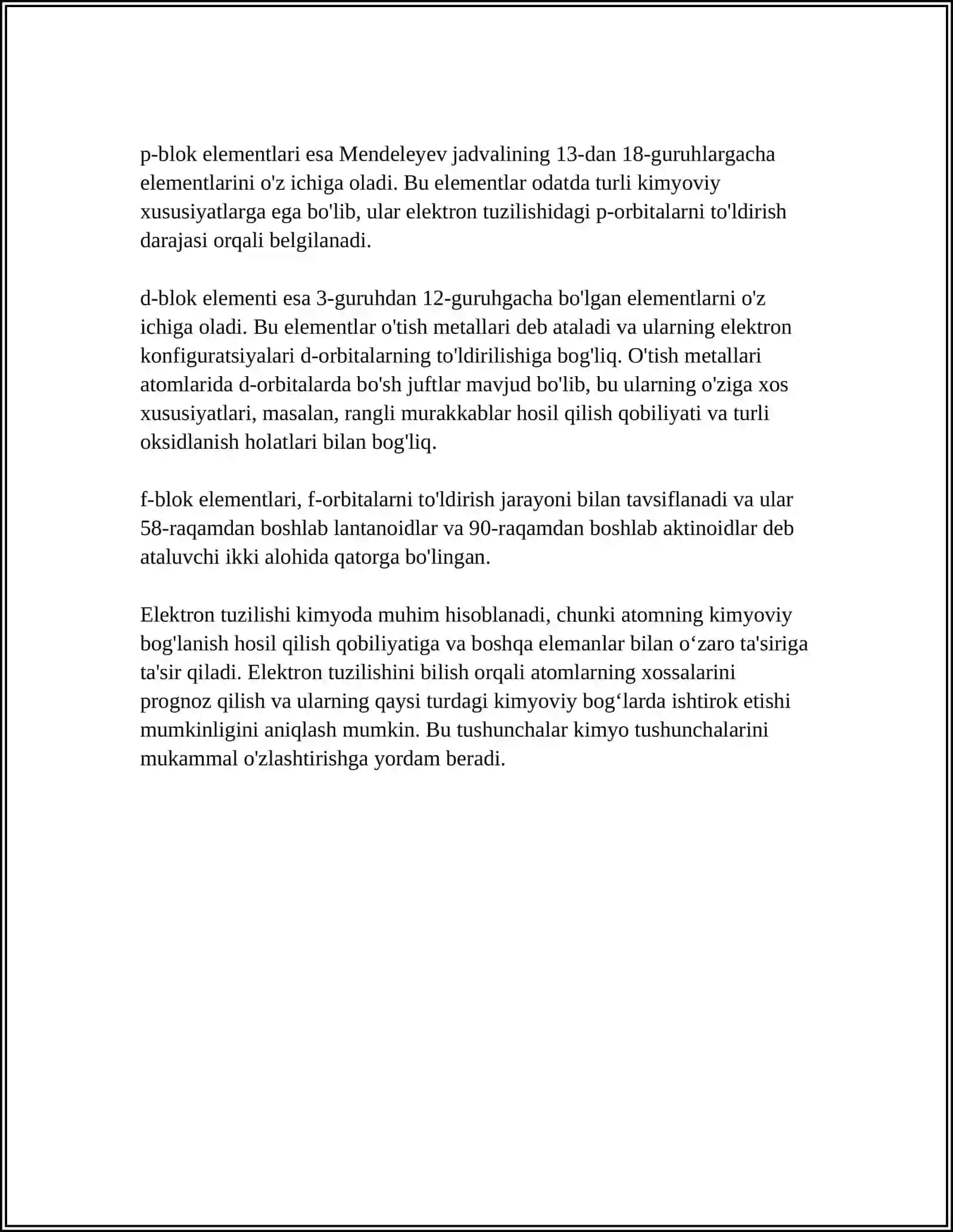 KIMYOVIY BIRIKMALARNING ELEKTRON TUZULISHI VA XOSSALARI 4