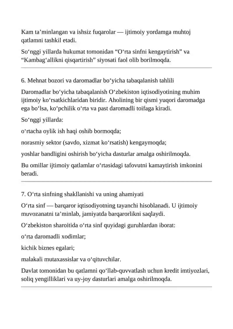Aniq ijtimoiy-iqtisodiy guruhlarning tahlili 4